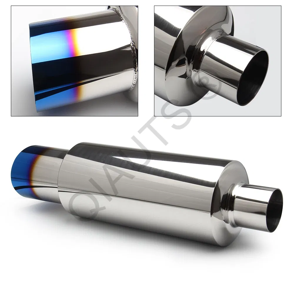 [Qisong] Titanium Burnt N1 Tip Stainless T-304 Exhaust Muffler 2" Inlet+Silencer