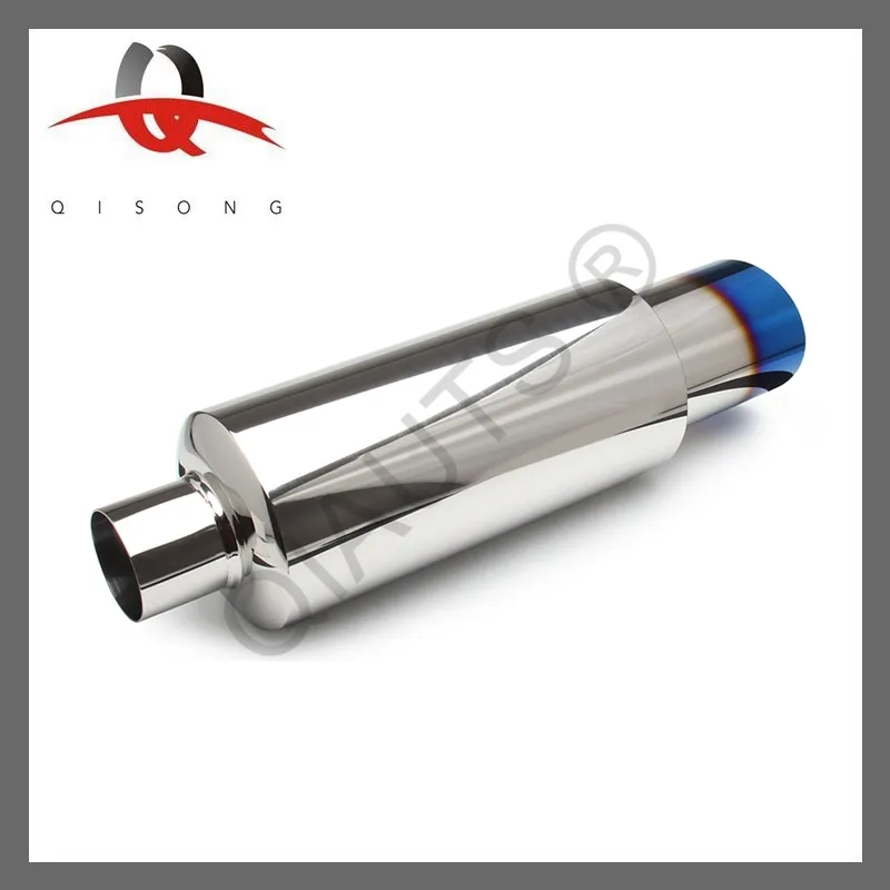 [Qisong] Titanium Burnt N1 Tip Stainless T-304 Exhaust Muffler 2" Inlet+Silencer