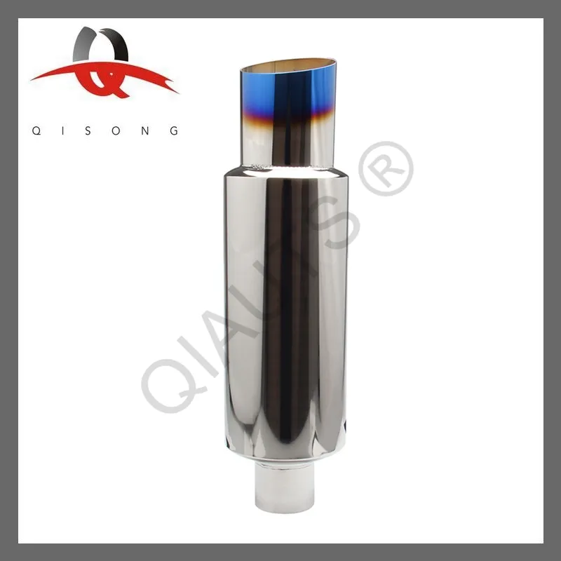 [Qisong] Titanium Burnt N1 Tip Stainless T-304 Exhaust Muffler 2" Inlet+Silencer