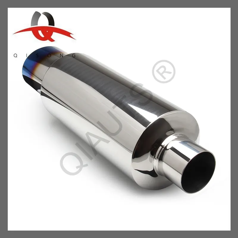 [Qisong] Titanium Burnt N1 Tip Stainless T-304 Exhaust Muffler 2" Inlet+Silencer