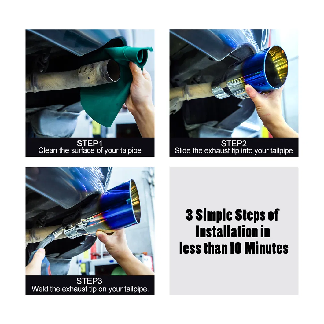 2PCS Stainless Steel 2.5 Inch Inlet 3.5 Inch Outlet Exhaust Muffler Car Exhaust Tips Muffler