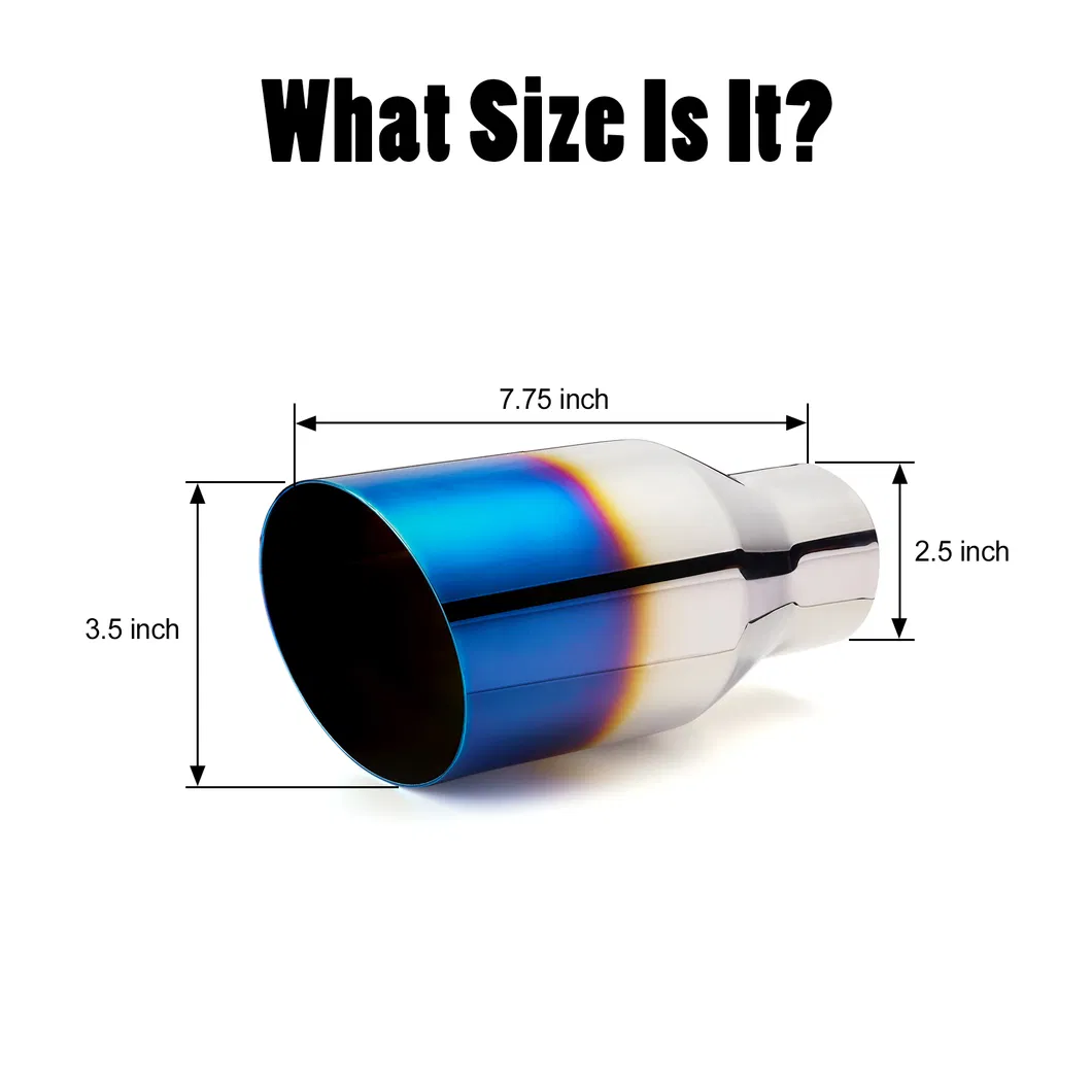 2PCS Stainless Steel 2.5 Inch Inlet 3.5 Inch Outlet Exhaust Muffler Car Exhaust Tips Muffler