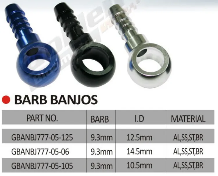 Banjo Eye to Barb Fitting for Fuel Pump