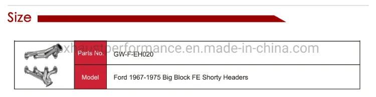 Customizable High Quality Stainless Steel Exhaust Header for Ford 1967-1975