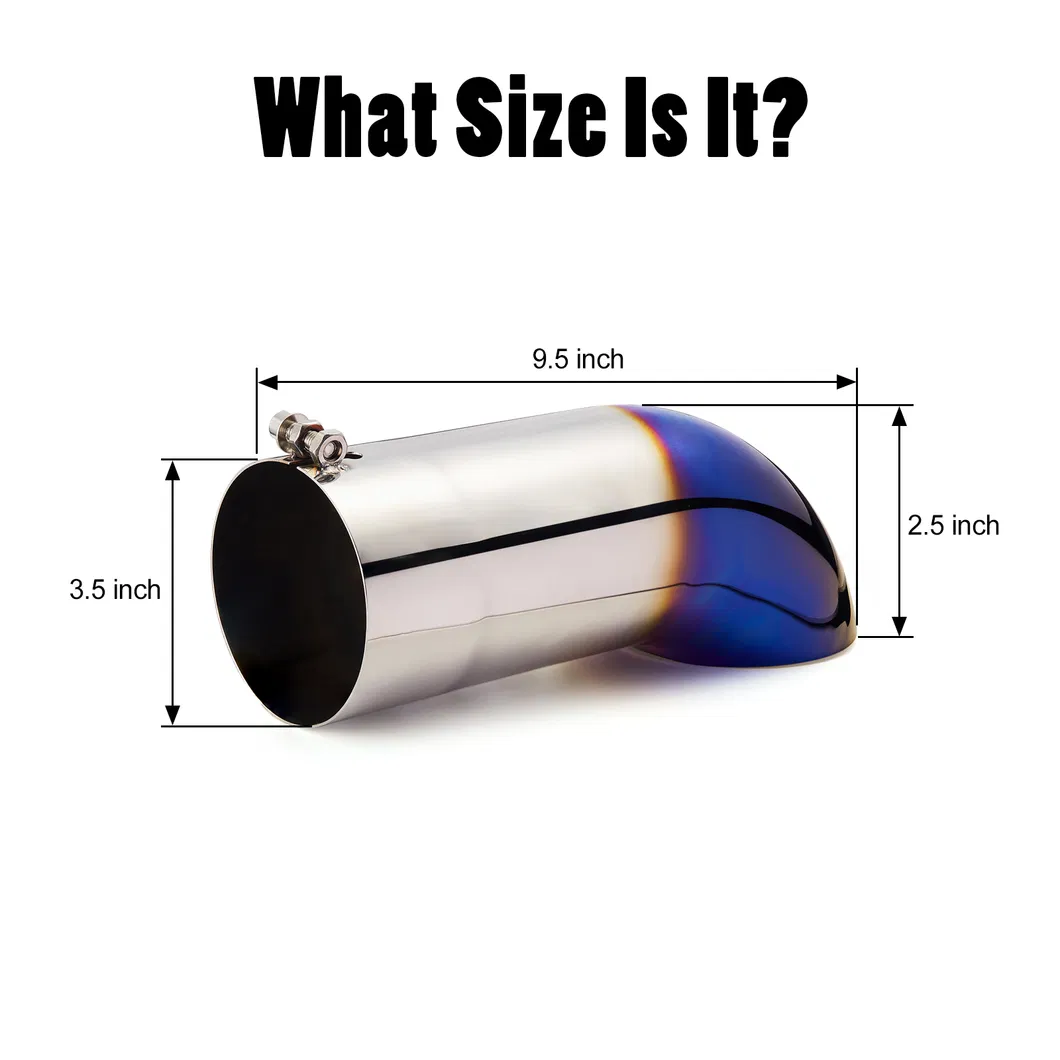 Diesel Exhaust Tip 3.5 Inch Inlet 3.5′′ Outlet 9.5" Long Stainless Steel 304 Bolt on Tailpipe
