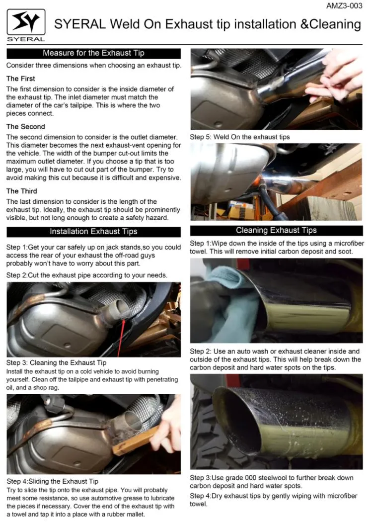 Diesel Exhaust Tip 3.5 Inch Inlet 3.5′′ Outlet 9.5" Long Stainless Steel 304 Bolt on Tailpipe