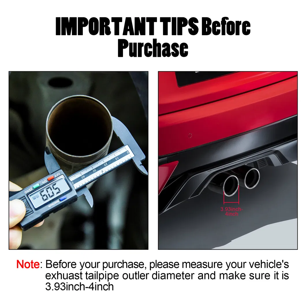 Diesel Exhaust Tip 3.5 Inch Inlet 3.5′′ Outlet 9.5" Long Stainless Steel 304 Bolt on Tailpipe
