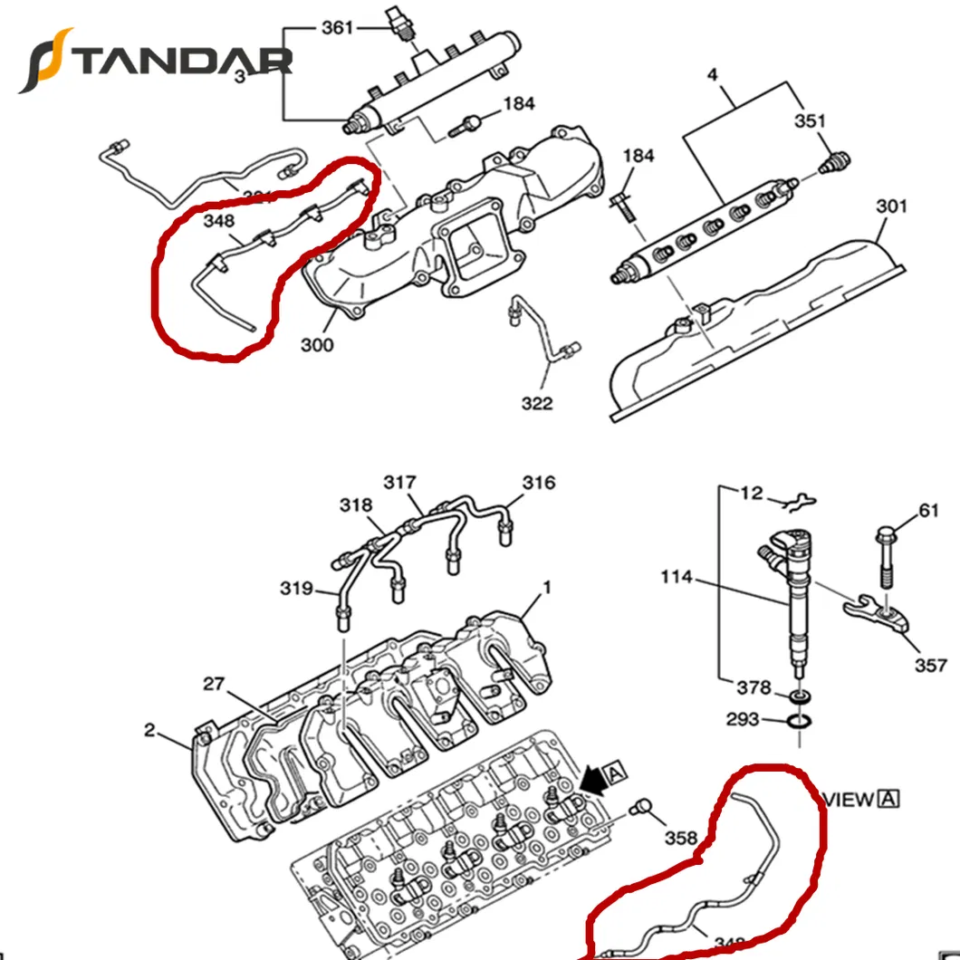 Fuel Injector Return Line for Gmc Silverado 6.6L Duramax 98062291