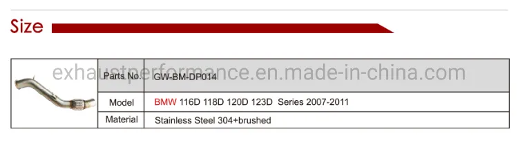 High Quality Brushed Stainless Steel Exhaust Downpipe for BMW 116D 118d 120d 123D Series