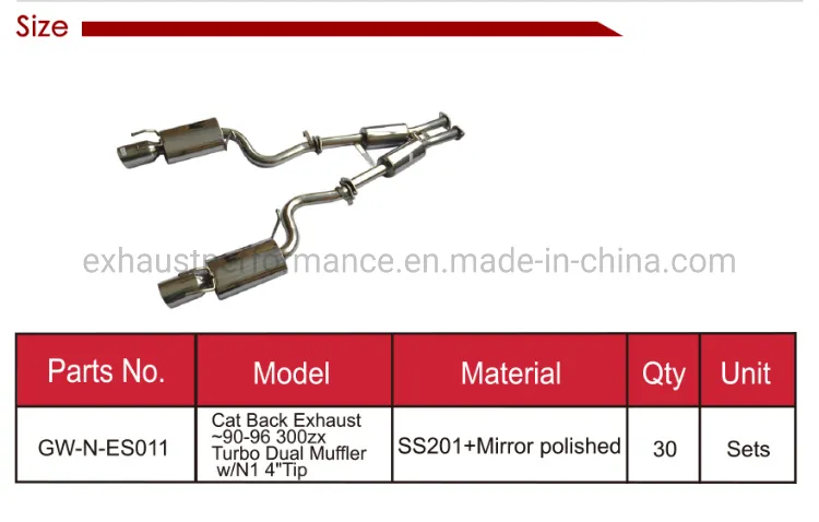 Turbocharged Dual Muffler Stainless Steel Exhaust System for Nissan