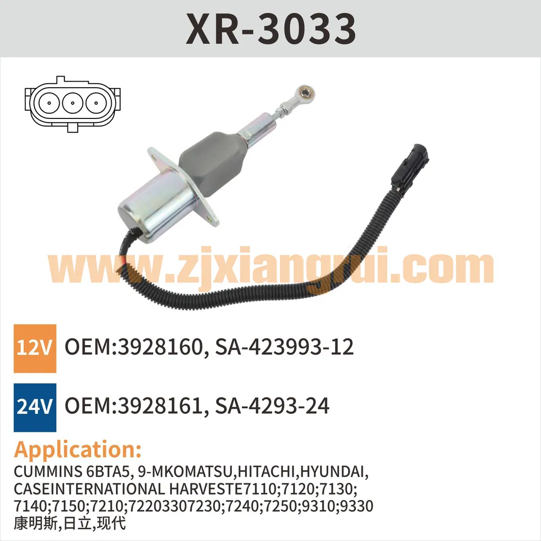 Xr-3033 Diesel Fuel Shut off Solenoid for Cummins 6BTA5, Hitachi, Hyundal