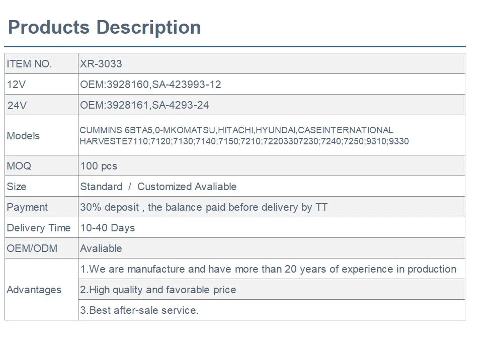 Xr-3033 Diesel Fuel Shut off Solenoid for Cummins 6BTA5, Hitachi, Hyundal